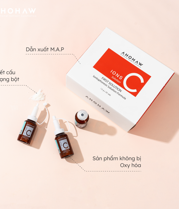 Bột vitamin C nguyên chất M.A.P - Ahohwa Ions C Solution - Hộp 20 lọ x 1.5gr