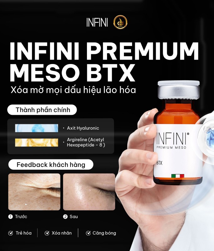 Tinh chất HA 5mg/ml xóa nhăn, căng bóng da Infini Premium Meso BTX