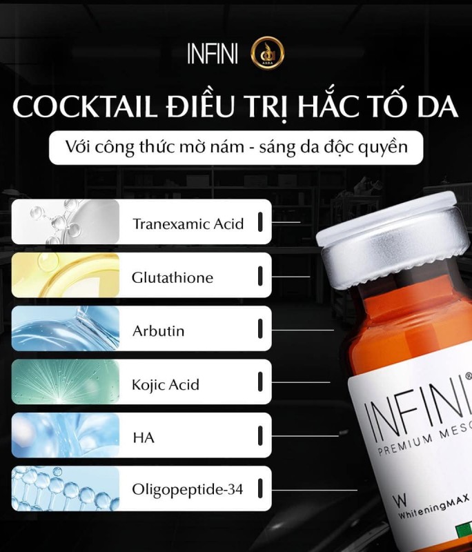 Cocktail điều trị nám, giảm sắc tố và sáng đều da Infini Premium Meso W WhiteningMax